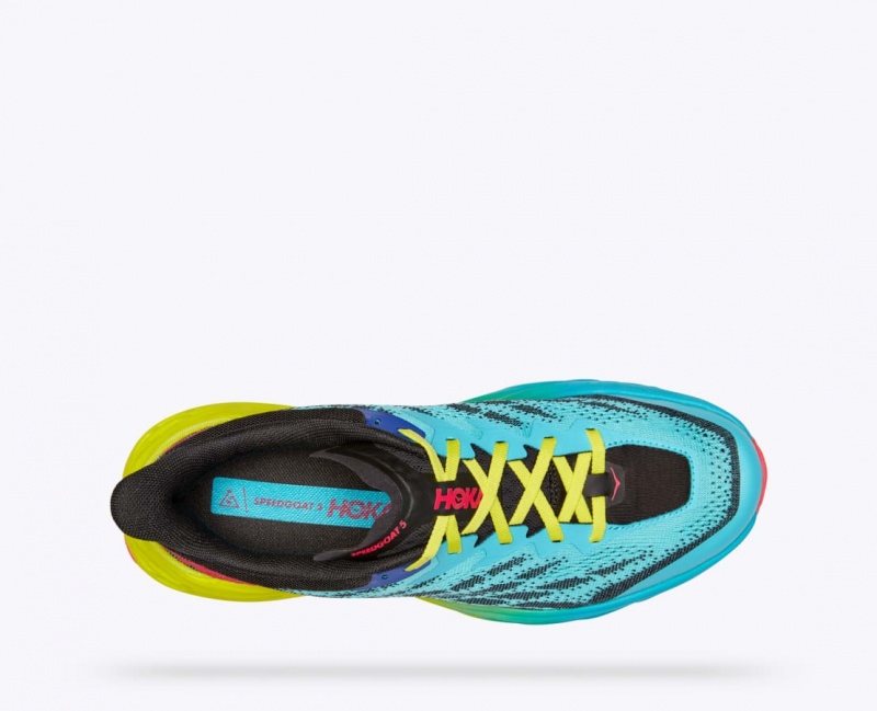 HOKA Speedgoat 5 Men's Trail Running Shoes Turquoise / Black / Green | GRH690742