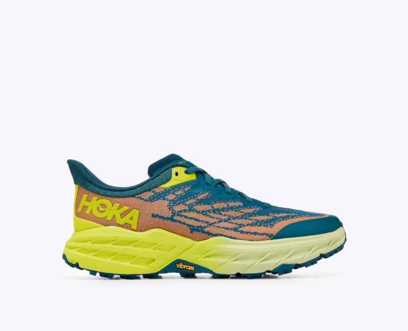 HOKA Speedgoat 5 Men\'s Trail Running Shoes Dark Green / Orange | TWX541376