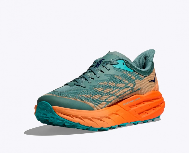 HOKA Speedgoat 5 Men's Trail Running Shoes Green / Orange | XLF416982