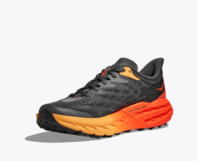 HOKA Speedgoat 5 Men's Trail Running Shoes Black / Orange / Red | DXT201845