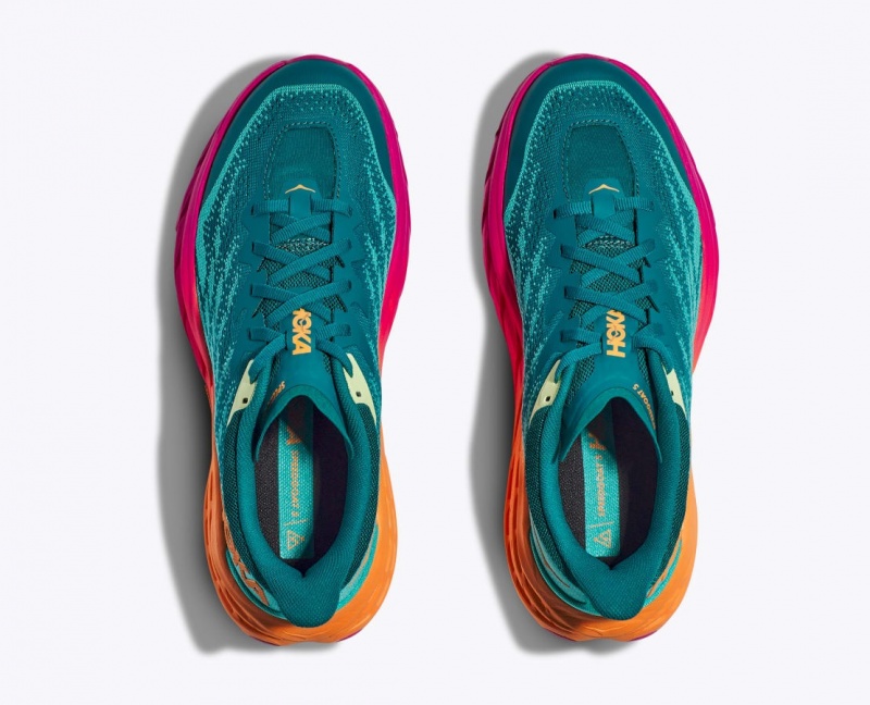 HOKA Speedgoat 5 Men's Trail Running Shoes Dark Turquoise / Pink / Orange | SXA648027