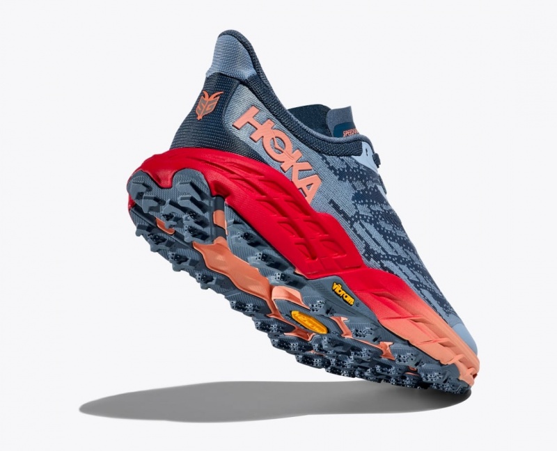 HOKA Speedgoat 5 Women's Trail Running Shoes Blue Grey / Red | ADI674352