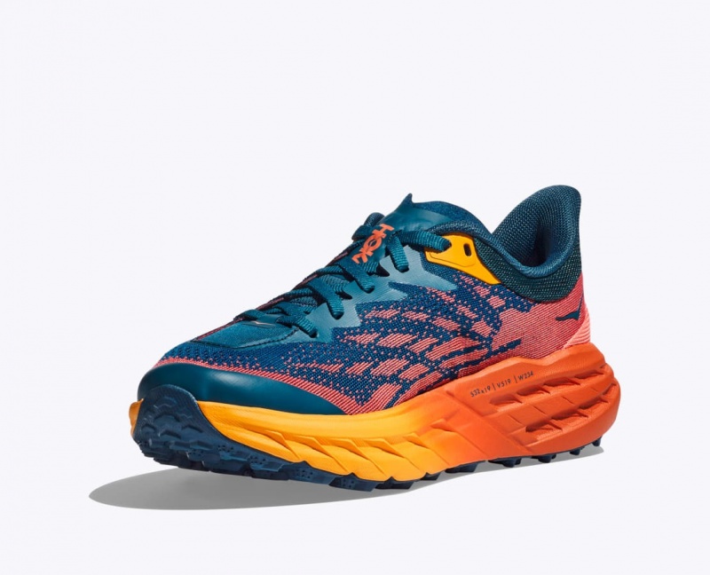 HOKA Speedgoat 5 Women's Trail Running Shoes Dark Blue / Orange | DRH287103