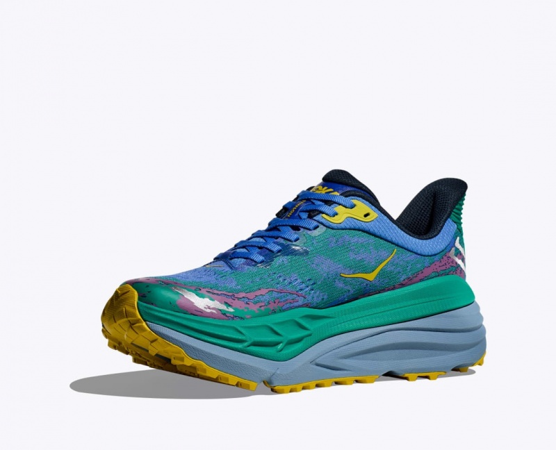 HOKA Stinson 7 Men's Trail Running Shoes Green / Blue | YXL563824