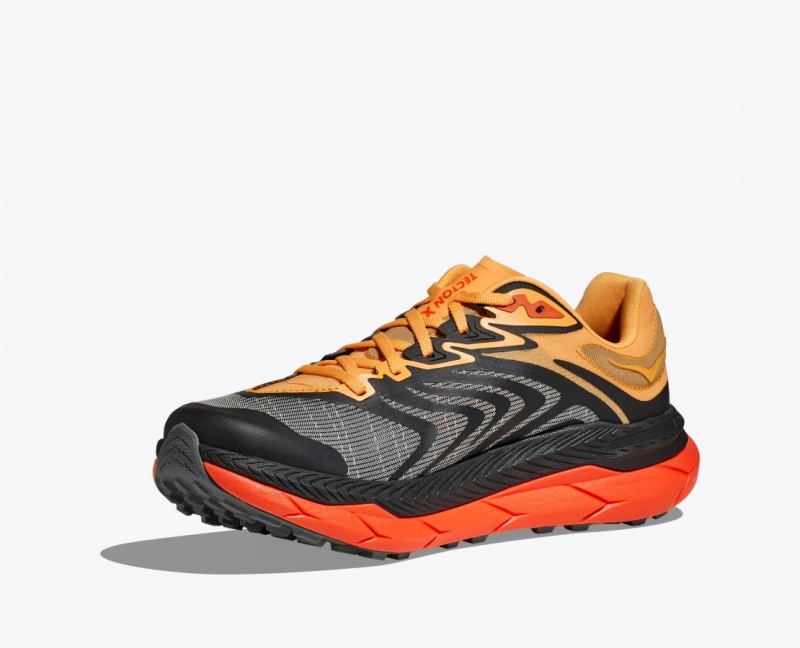 HOKA Tecton X 2 Men's Trail Running Shoes Black / Orange / Red | LZY739501