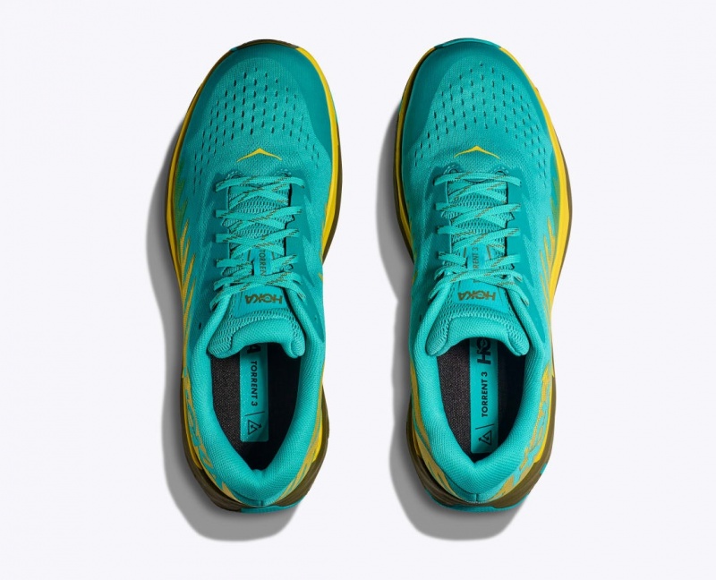 HOKA Torrent 3 Men's Trail Running Shoes Turquoise / Yellow | HRS897042