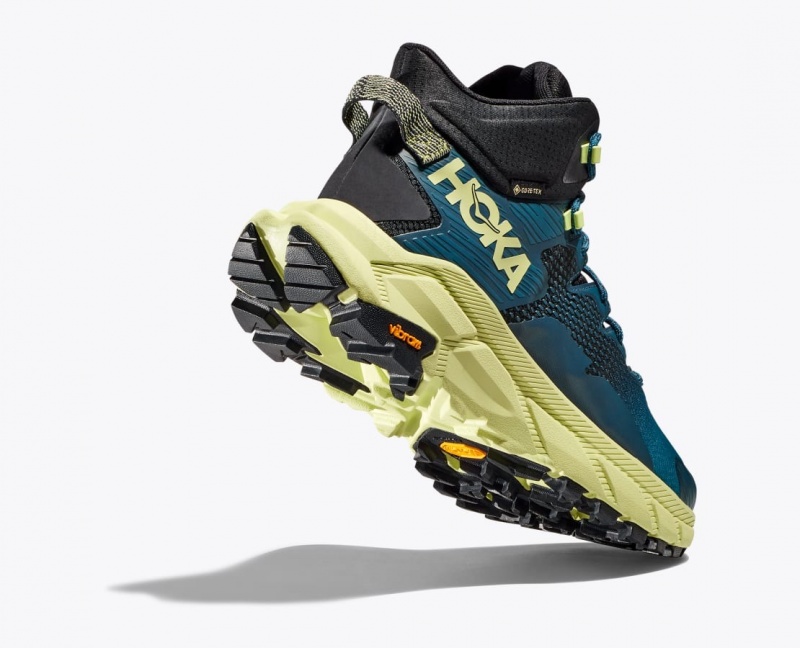 HOKA Trail Code GTX Men's Hiking Boots Blue / Black / Light Green | LSU529184