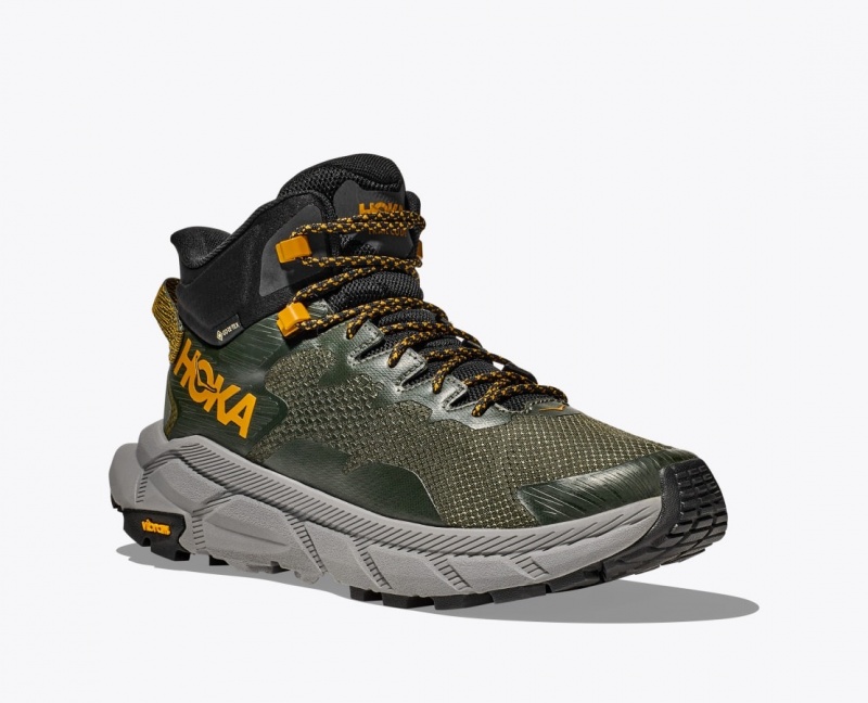 HOKA Trail Code GTX Men's Hiking Boots Dark Green | UIK104329