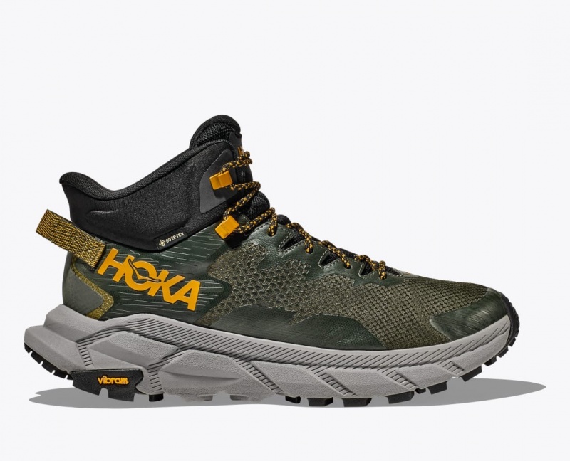 HOKA Trail Code GTX Men\'s Hiking Boots Dark Green | UIK104329