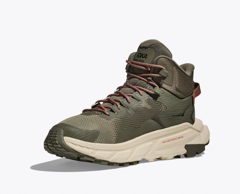 HOKA Trail Code GTX Men's Hiking Boots Olive Green | YEW682095