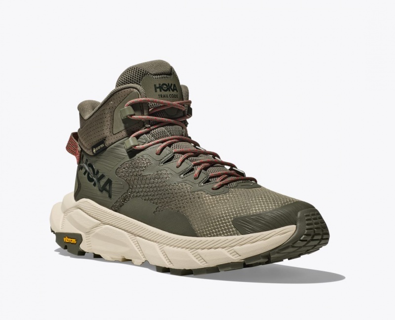 HOKA Trail Code GTX Men's Hiking Boots Olive Green | YEW682095